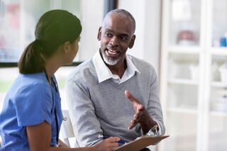 A patient in conversation with an HCP