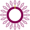 Outline of 20 figures around a circle with 2% of 1 person colored in green