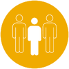 Icon that shows three people with one person coloured in